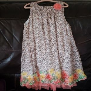 Leopard print dress with floral accents